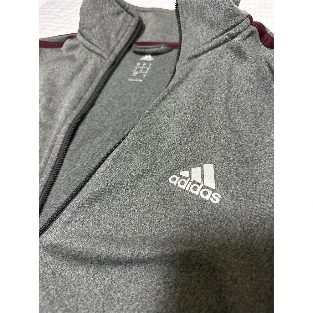 Adidas Essentials 3 Stripes Full Zip Track Jacket Mens S Gray Sweatshirt Soccer